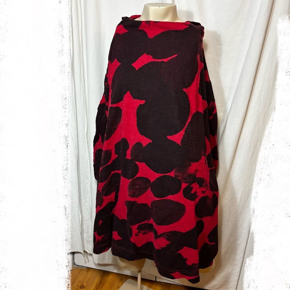 Moyuru women’s large cotton black and red tunic dress